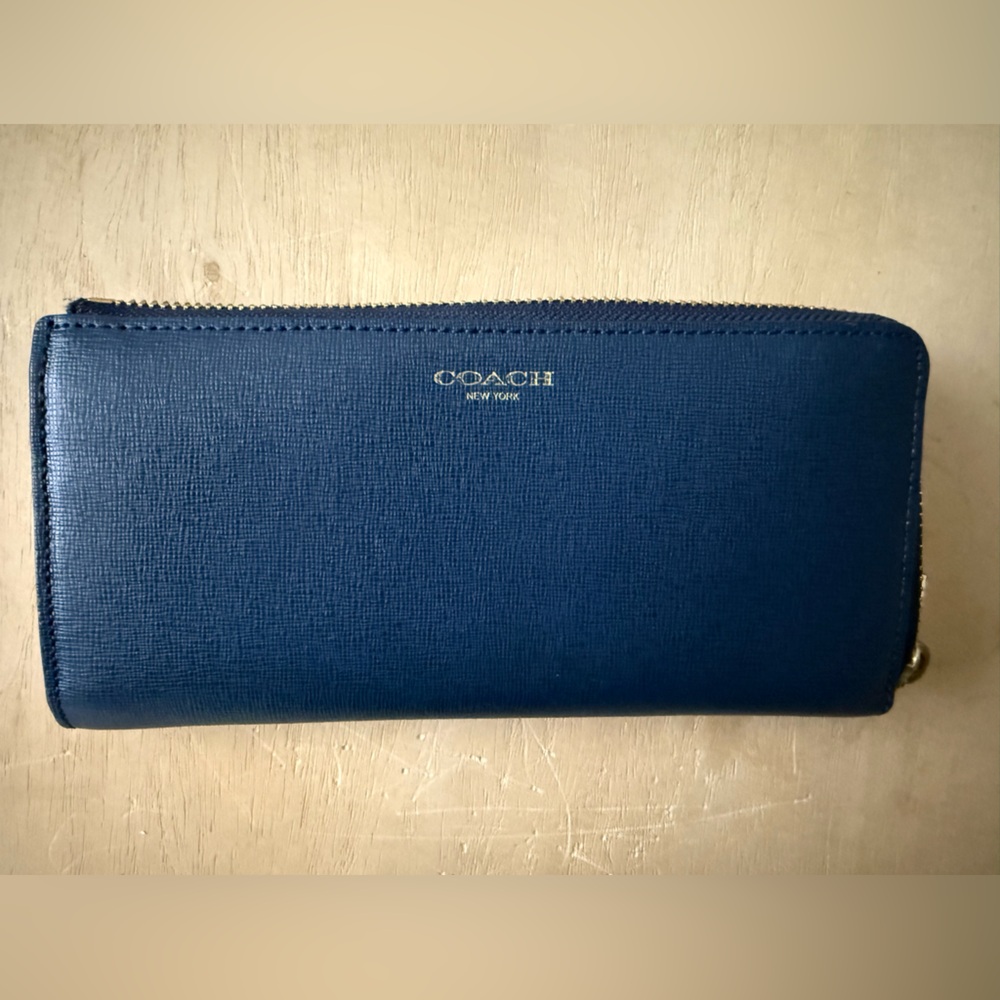 Coach Navy Blue Zip-Around Wallet